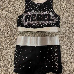 Rebel Kids Sparkling Black and Silver Cheer Dance Outfit